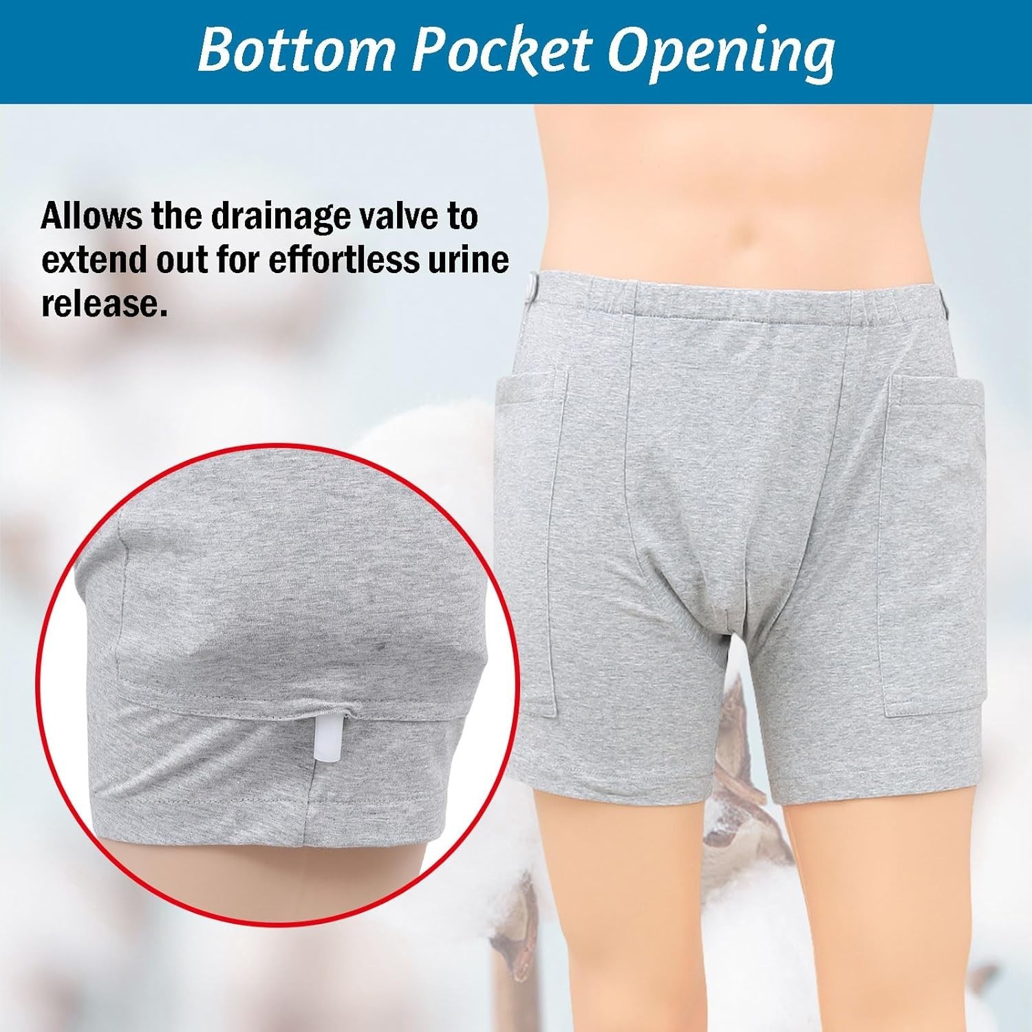 Men’s Adjustable Incontinence Shorts Underwear Holds up to 2000ml Urine Bag 3XL
