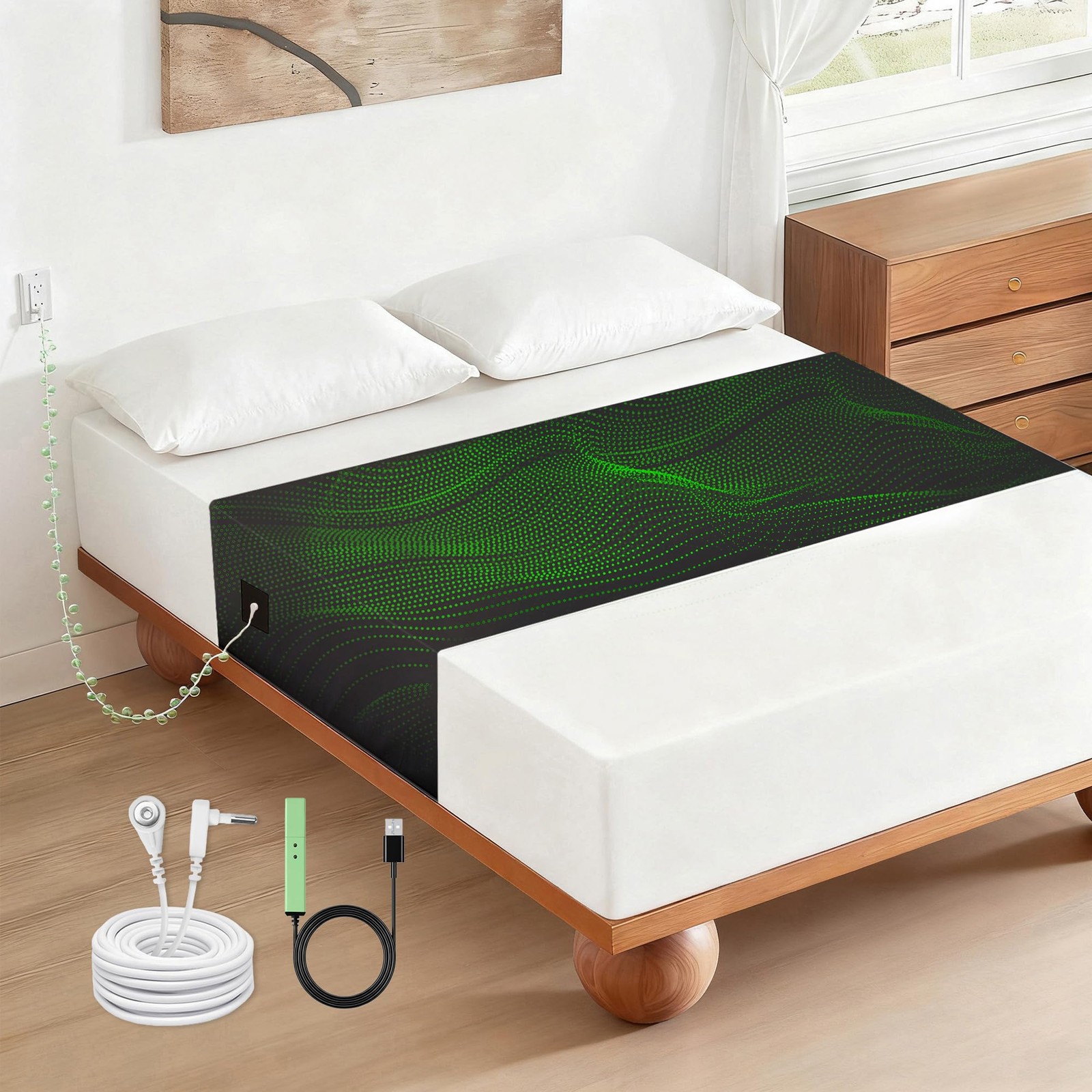Groundingtop Grounding Sheets, Grounding Mat for Bed 90% Cotton+10% Pure