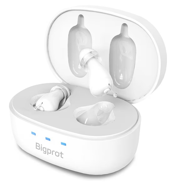 OTC Bigprot Hearing Aids for Seniors, Noise Cancellation and Clear Sound – White