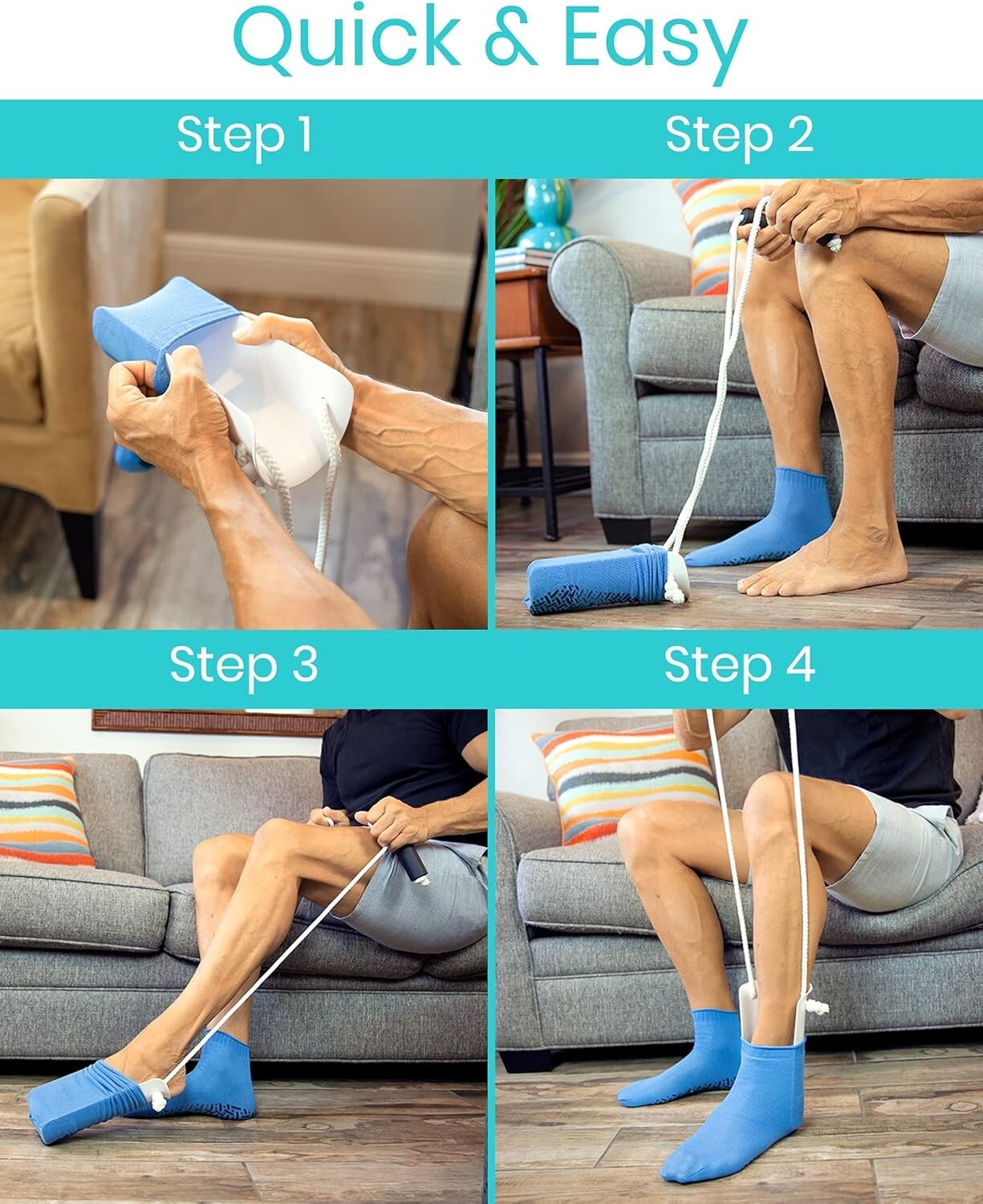 Slip-Resistant Sock Aid with Foam Handles – Ideal for Seniors & Pregnant Women