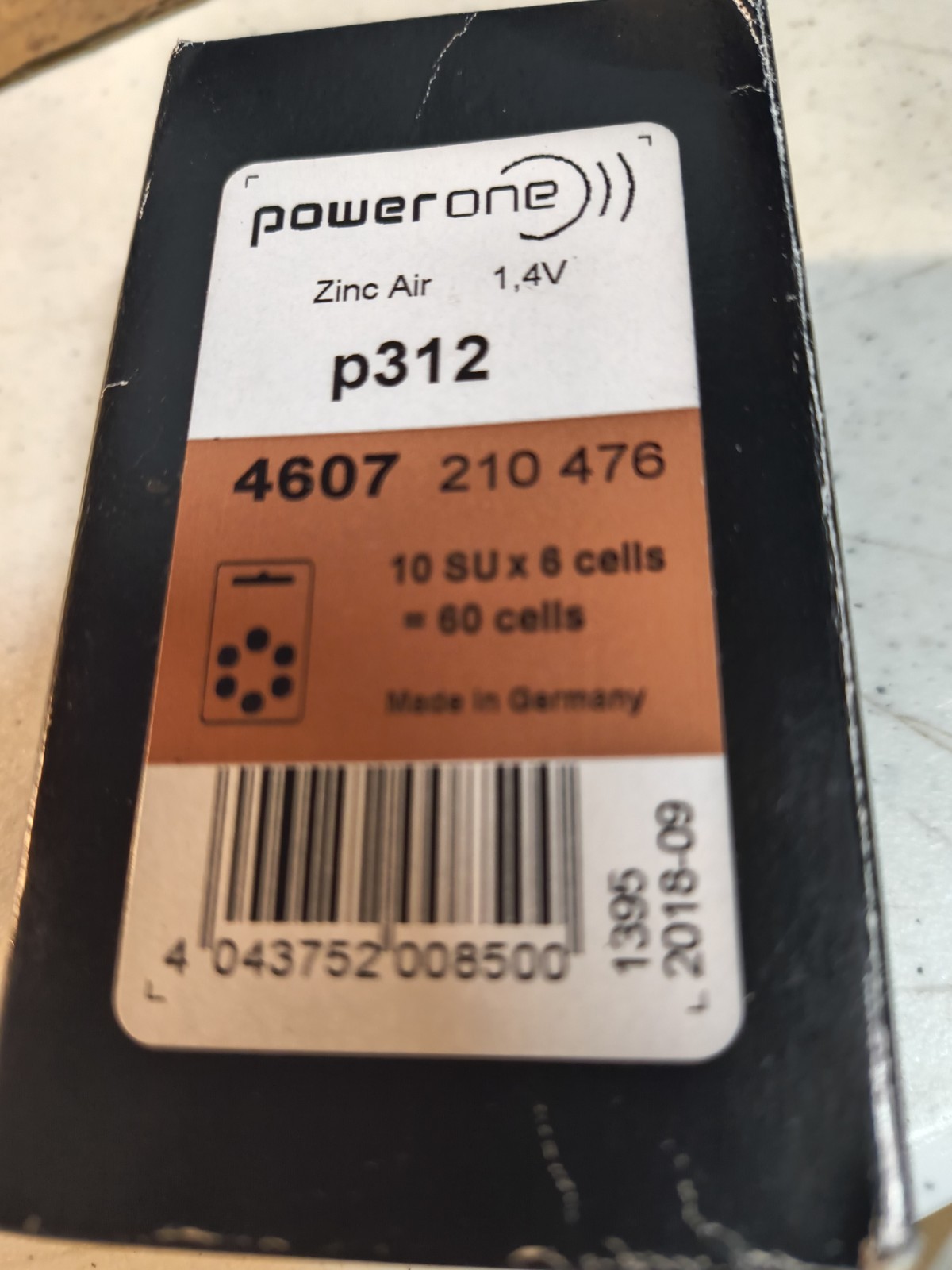 Power One Zinc Air Hearing Aid Battery Size 312 Box of 60 1.4V – New Exp 2018