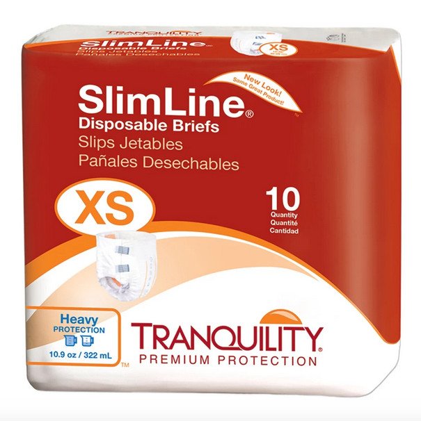 50ct. Tranquility SlimLine Adult Disposable Briefs w/ Tabs, Sz. XS (5-10ct. pks)