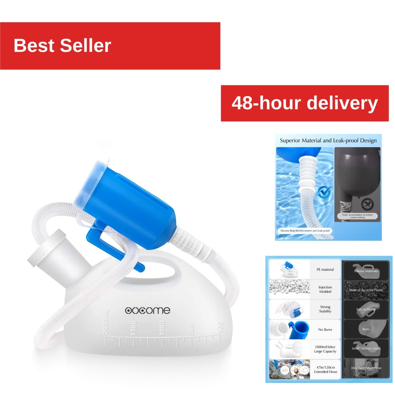 Portable Urinal Bottle for Men OOCOME 2000 ml Reusable