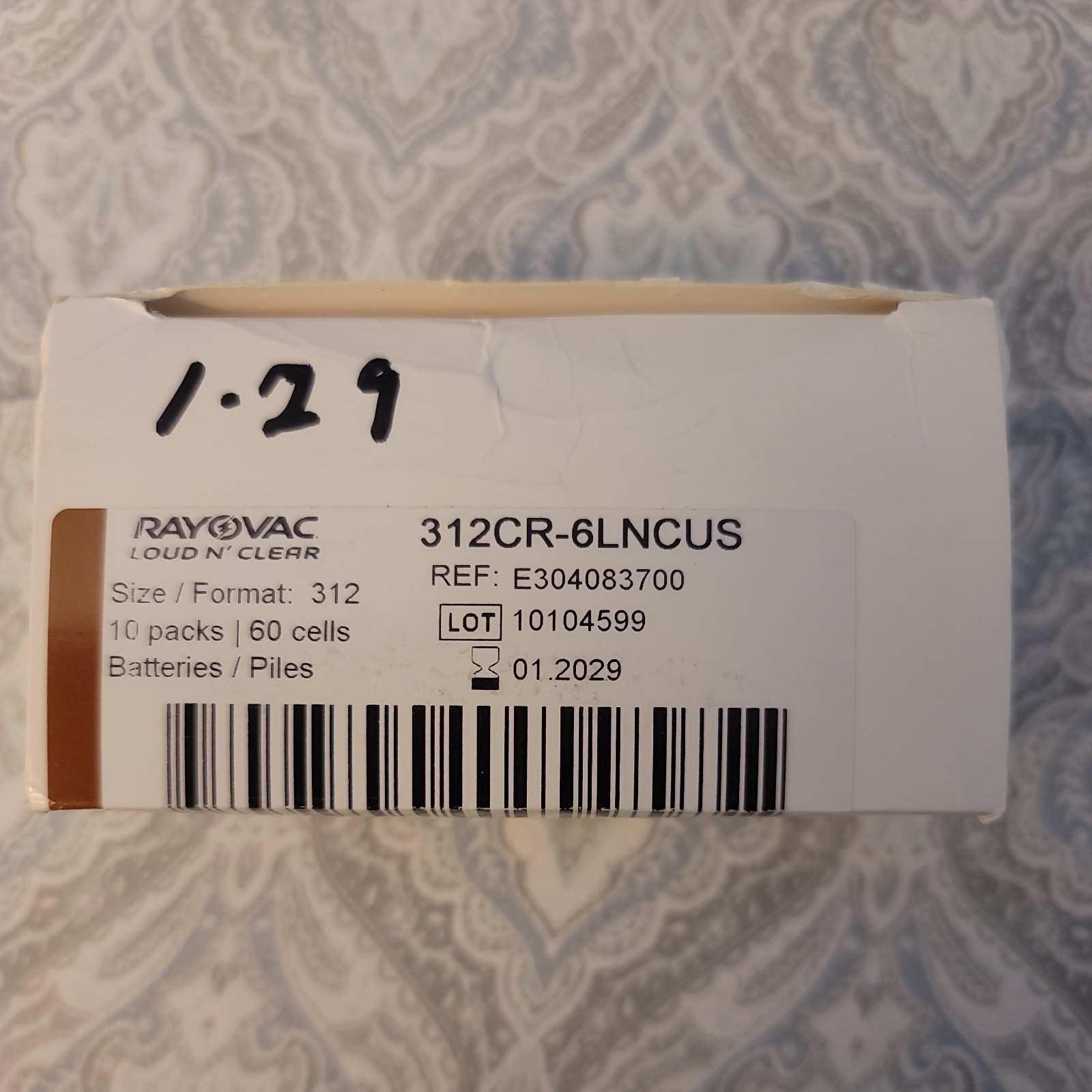Rayovac Size 312 Loud N Clear Hearing Batteries – 60 total Exp 01/2029