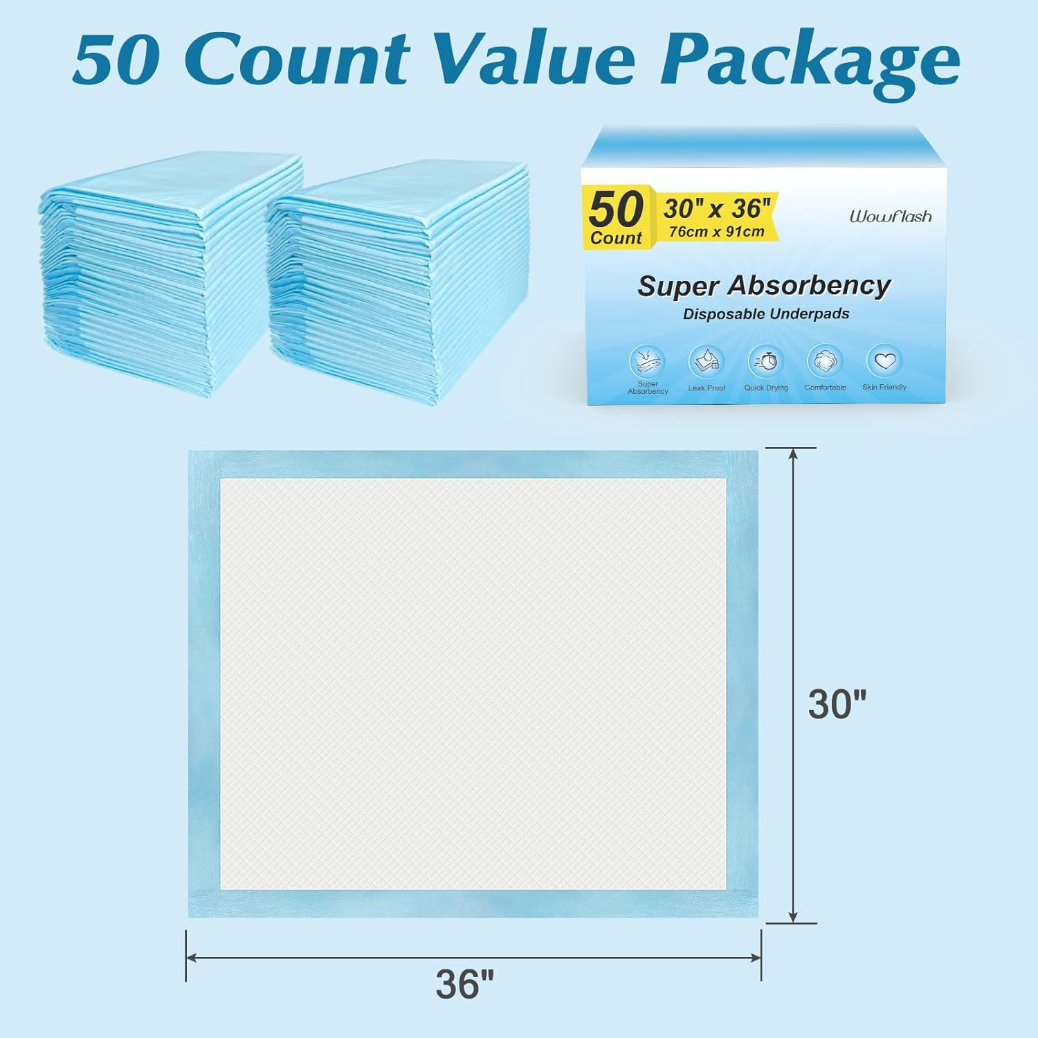 Super Absorbency Disposable Leakproof Underpads with Quick Drying for Baby, Adul