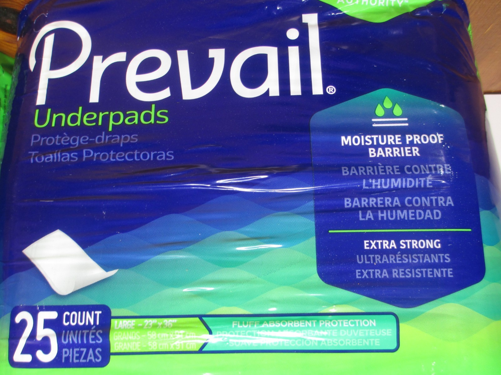 100 Prevail Underpads 4 Packs 25 Count Extra Strong Moisture Proof Barrier 23×36