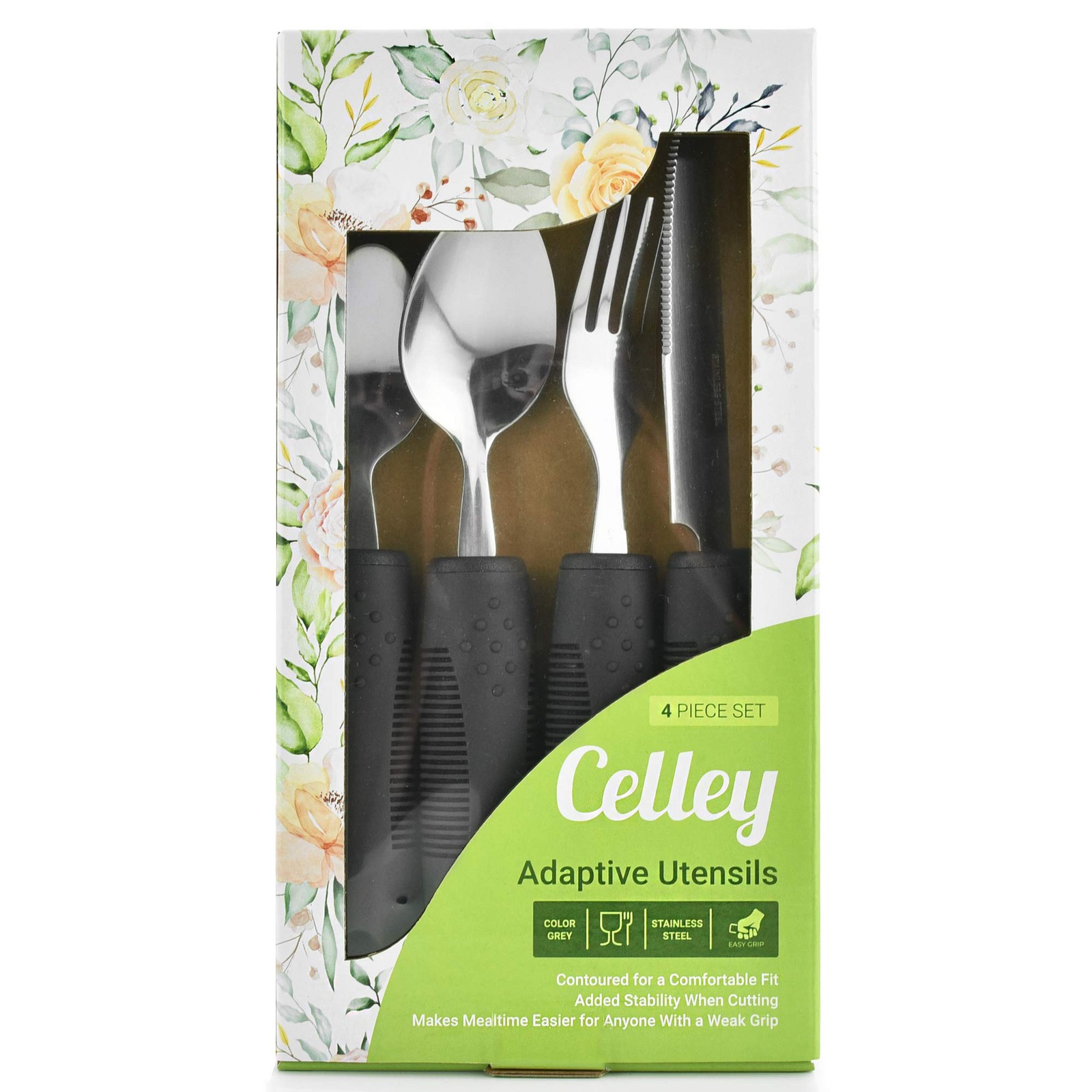 4 PCS NonWeighted Adaptive Utensils Set Stainless Steel Tableware For Elderly
