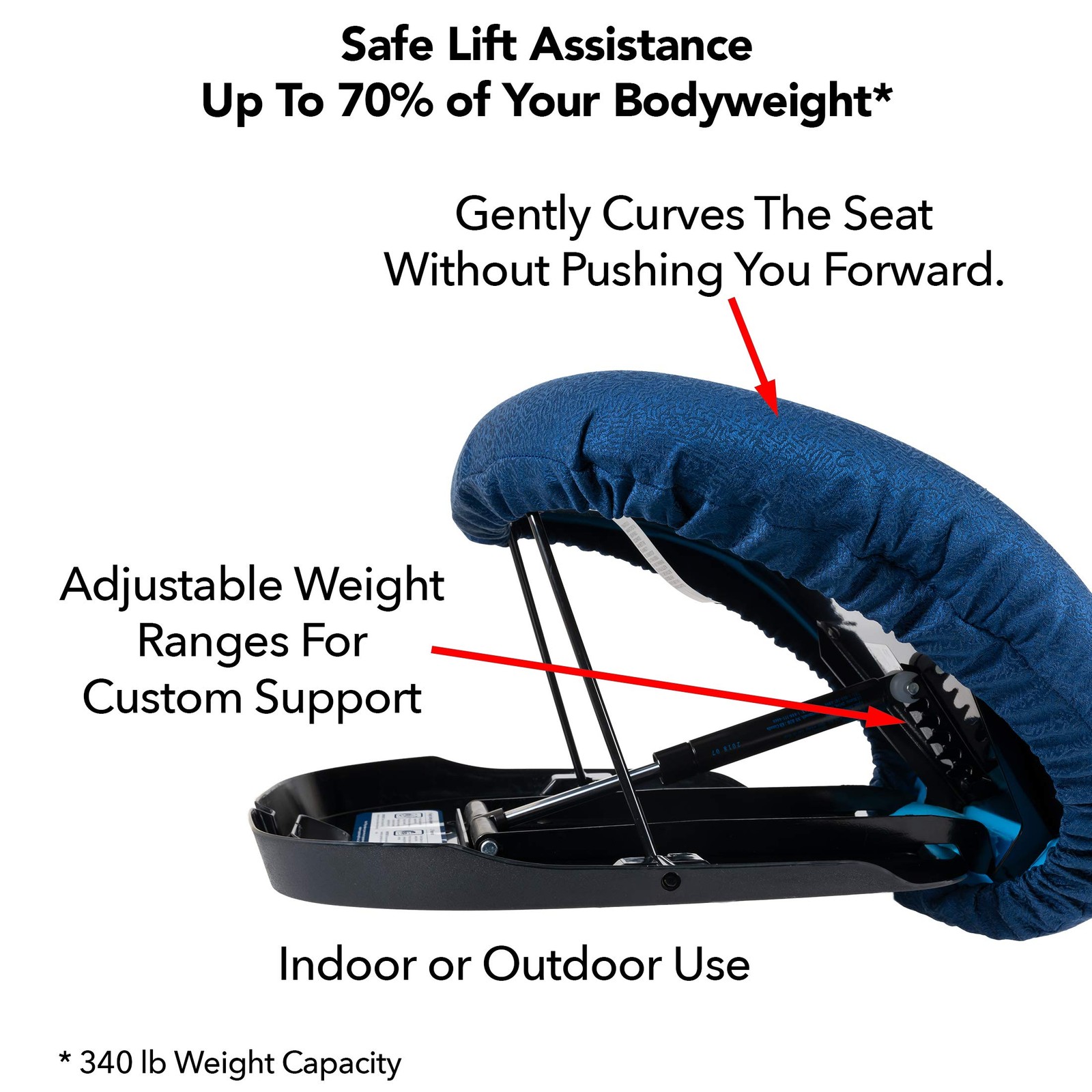 Carex Upeasy Seat Assist Plus – Portable Self-Powered Lifting Seat Cushion For