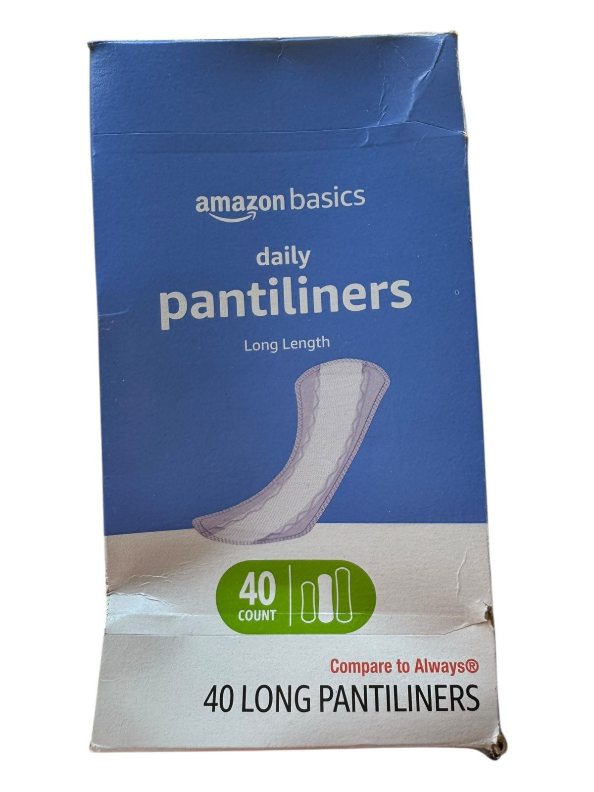 Amazon Basics Daily Pantiliner Long – Unscented – 40 Count