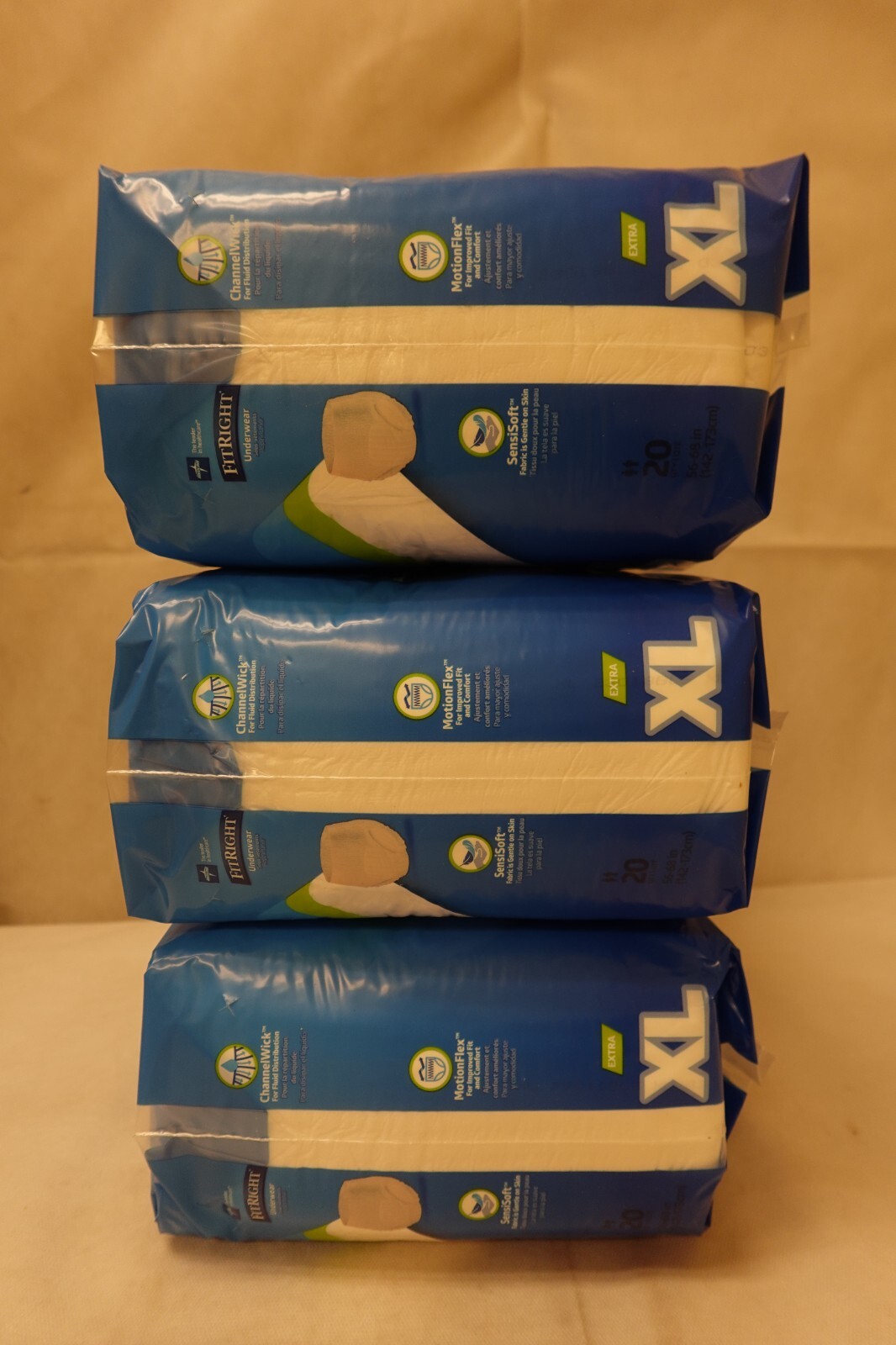 Medline FitRight EXTRA Underwear SIXTY Pairs (60) XL Unisex Moderate Absorbency