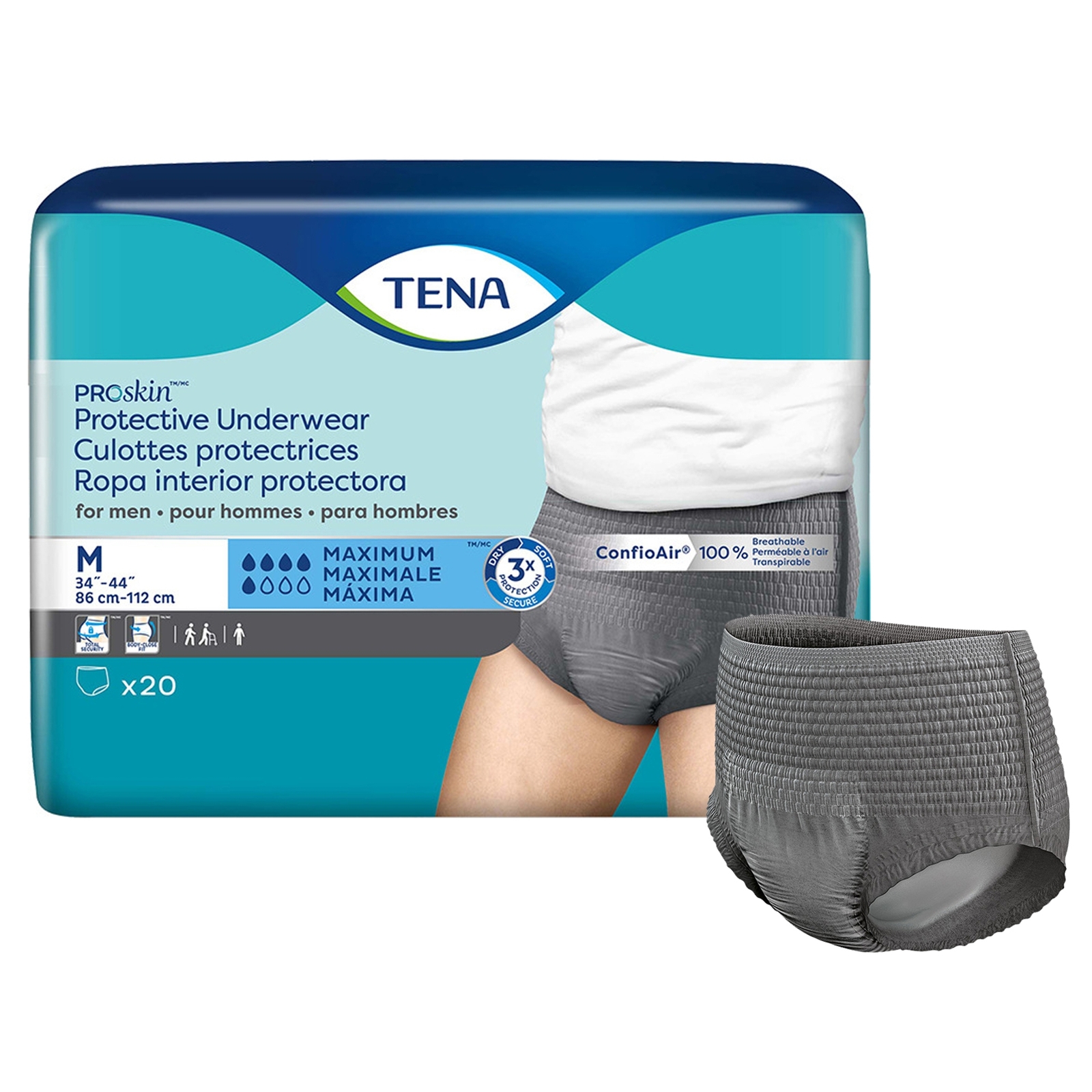 TENA Disposable Underwear Male Medium Maximum 80 Ct