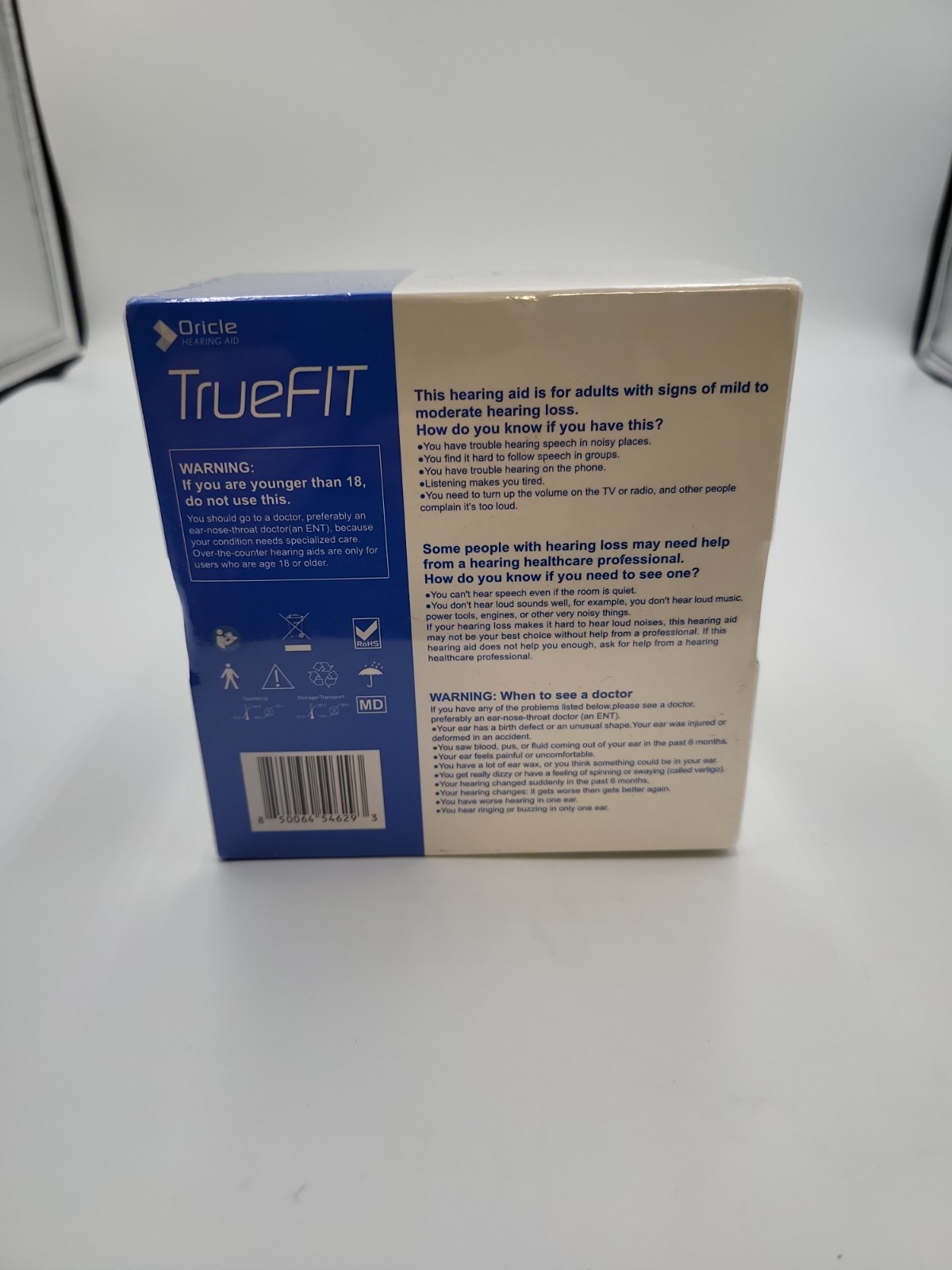 Oricle TrueFit Rechargeable Behind-The-Ear Hearing Aids for Seniors. New Sealed