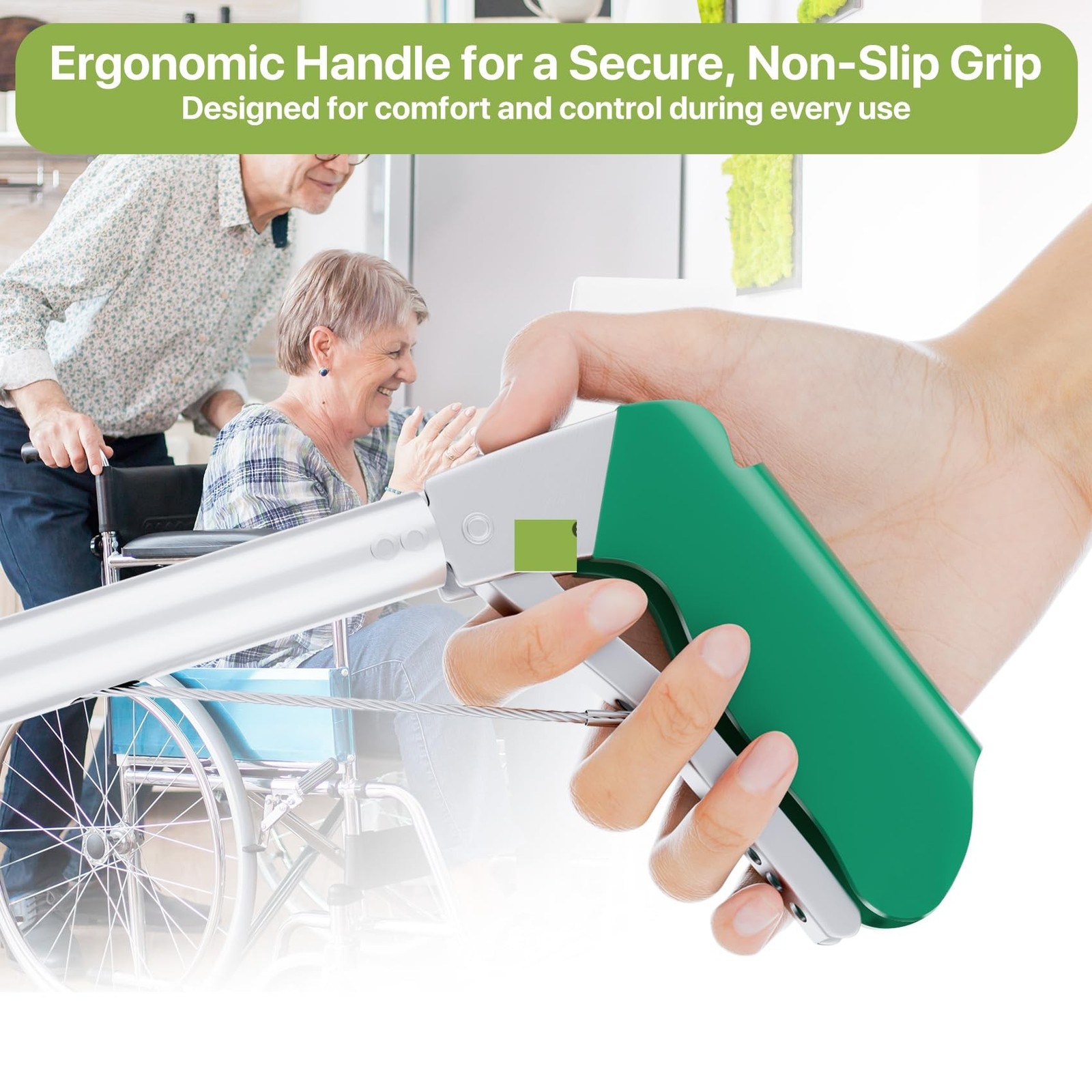 50″ Foldable Grabber Reacher Tool with Green Handle, Extra Long Lightweight T…