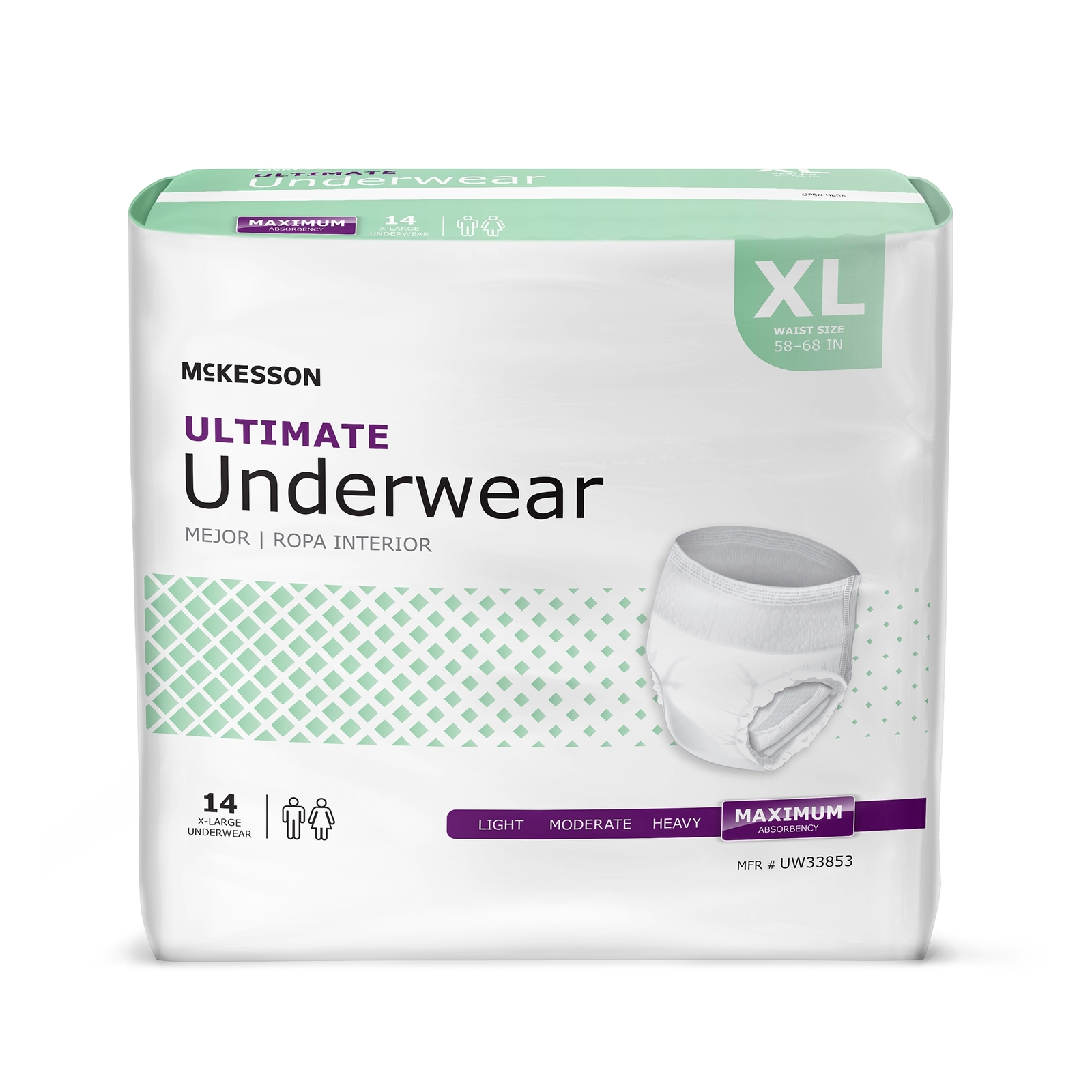 McKesson Adult Disposable Cloth Underwear Maximum Absorbency – Size XL 14 Count