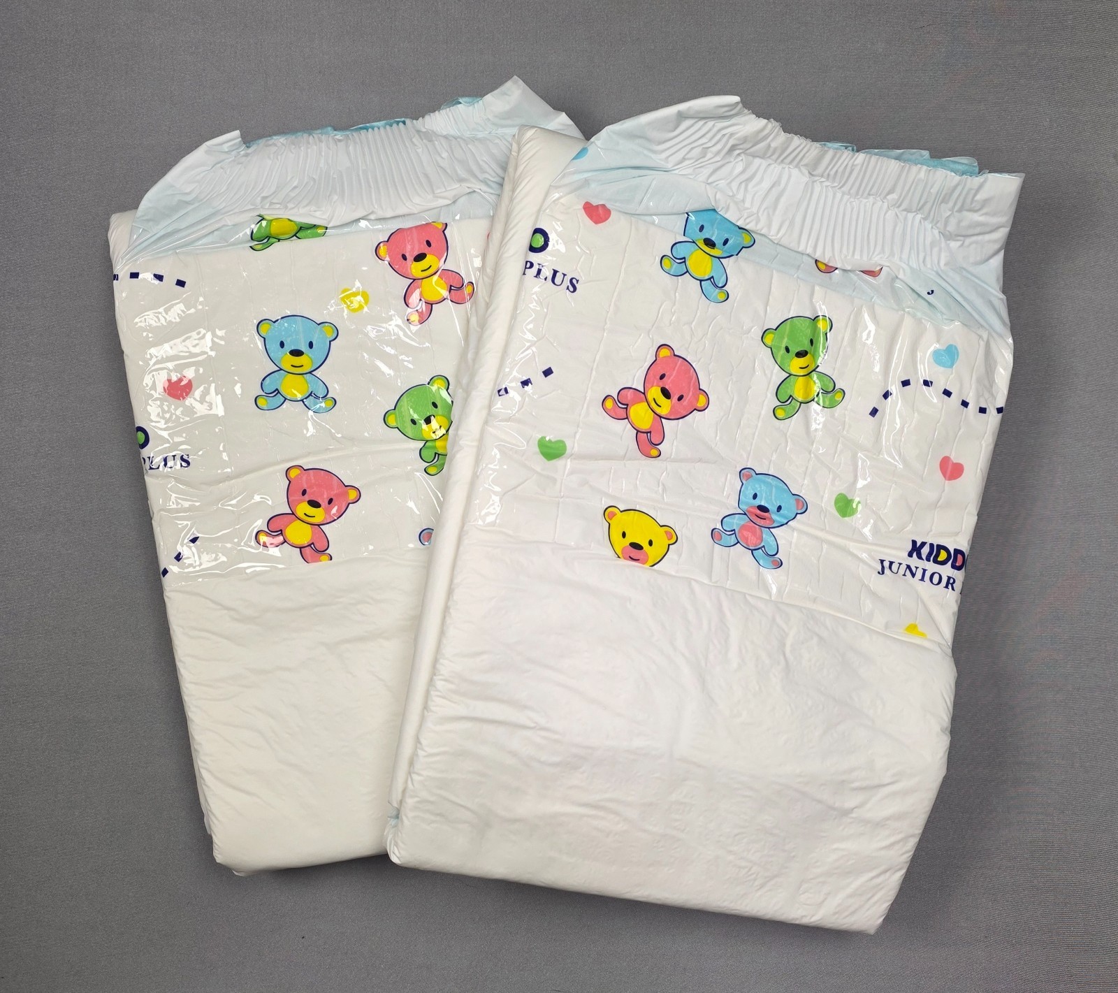 2-Pack of Kiddo Junior Maxi Plus 4-Tape Plastic Backed ABDL Holds 9,000ml Size L