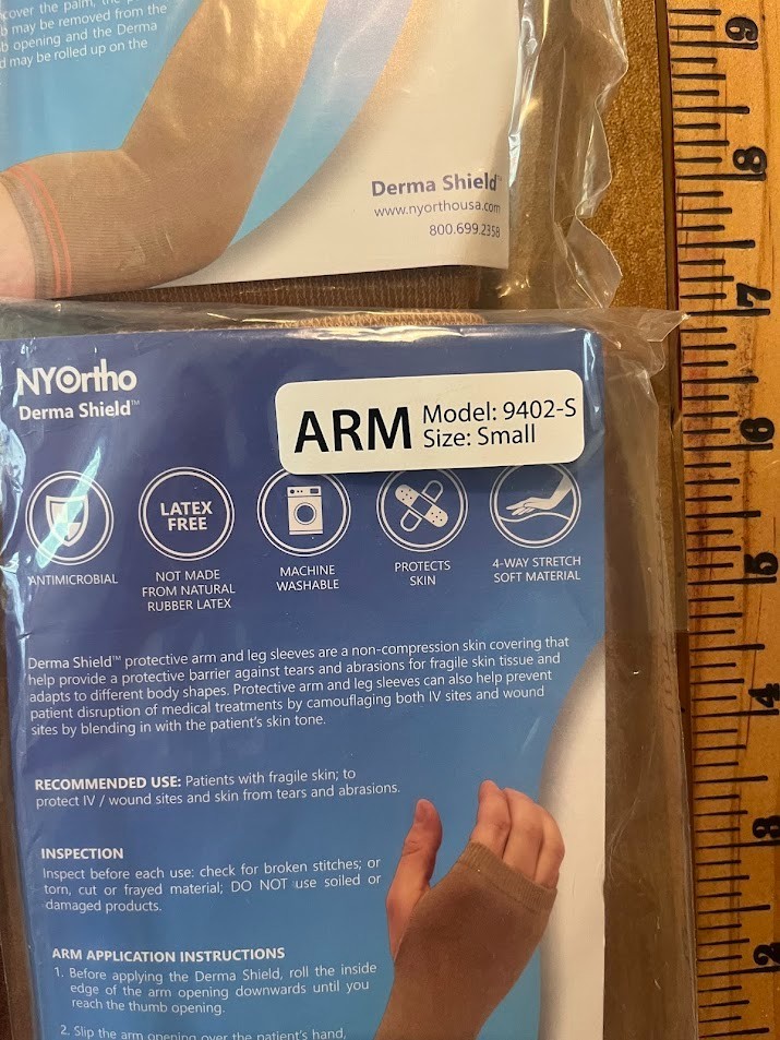 4 NYOrtho Derma Shield Wound Management Arm Sleeve Pair Small Latex Free NEW 4
