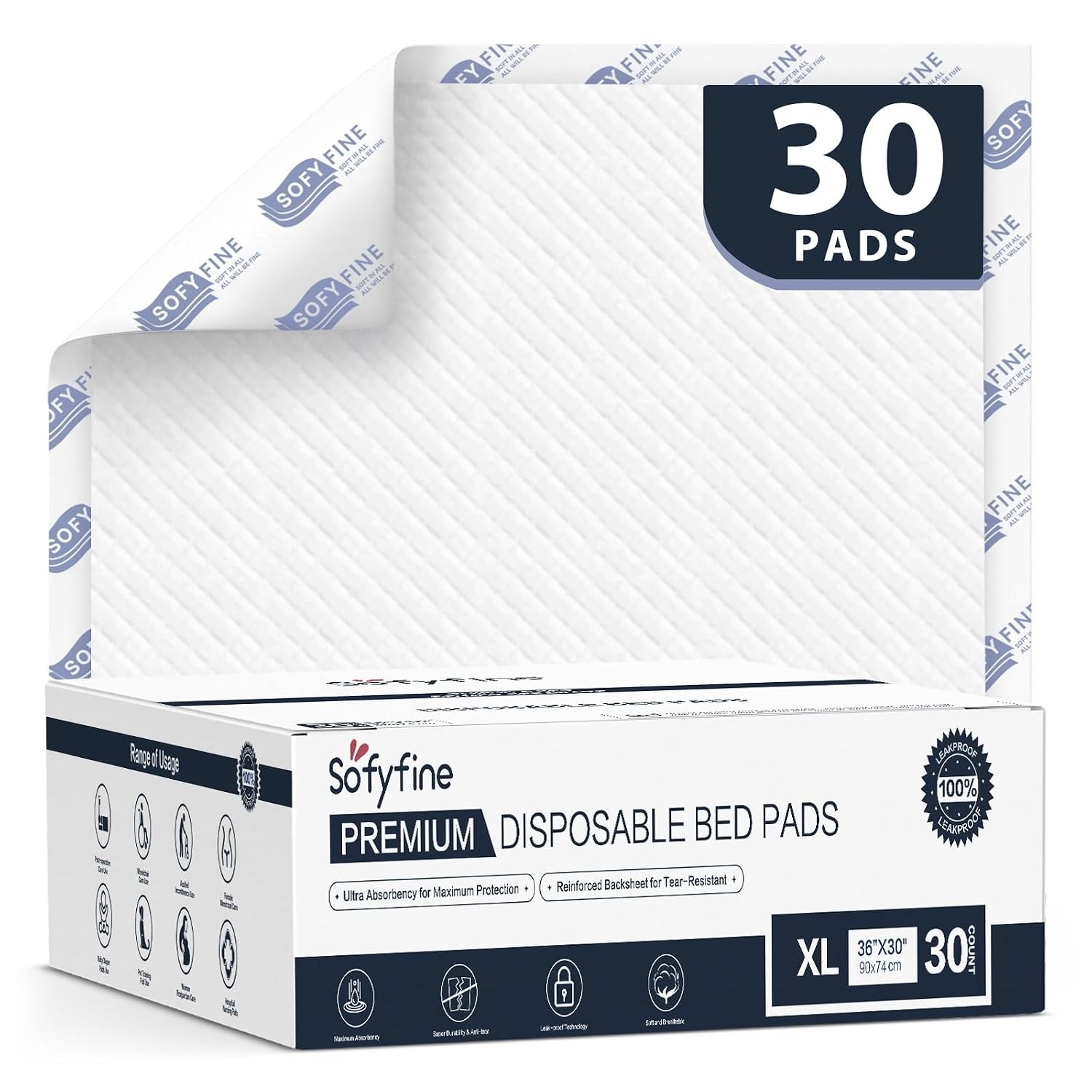 Adult Tear Resistant Disposable Incontinence Underpads 30″x 36″ Bed Pads Chucks