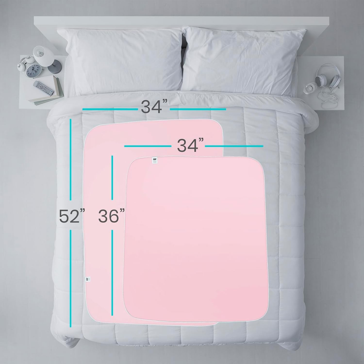 Washable Adult Bed Pads Incontinence Protection for Seniors 34″ x 36″ Pink