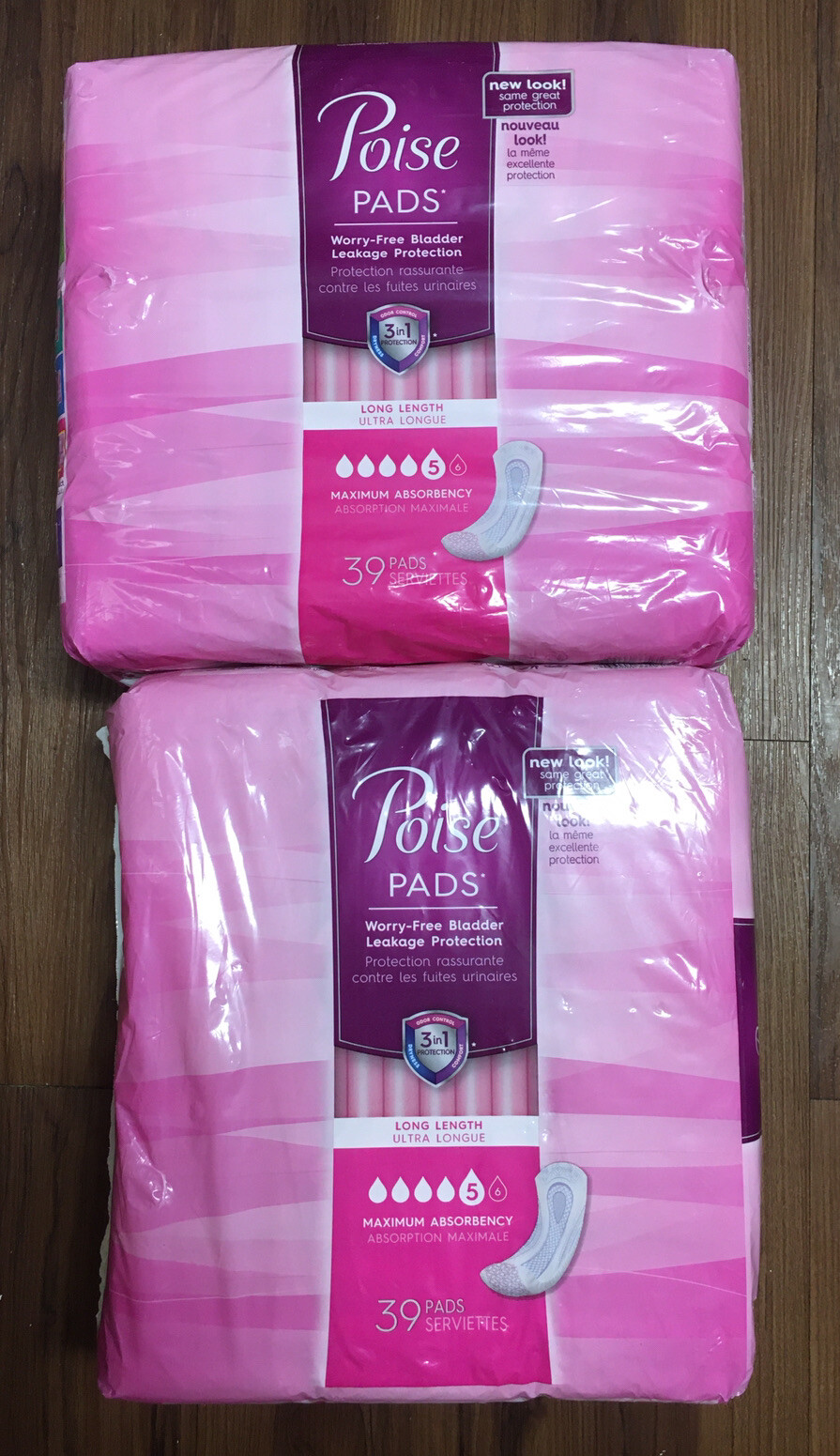 2 Poise Incontinence Pads Maximum Absorbency Long Length, ContourFit, 39 ct