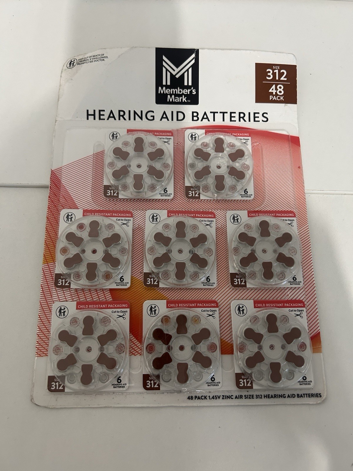 48pk Size 312 Brown Tab Hearing Aid Batteries