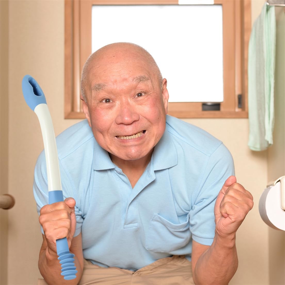 Toilet Aids for Wiping, Long Reach Butt Wiper Helper Wand 15″ 38CM, Blue