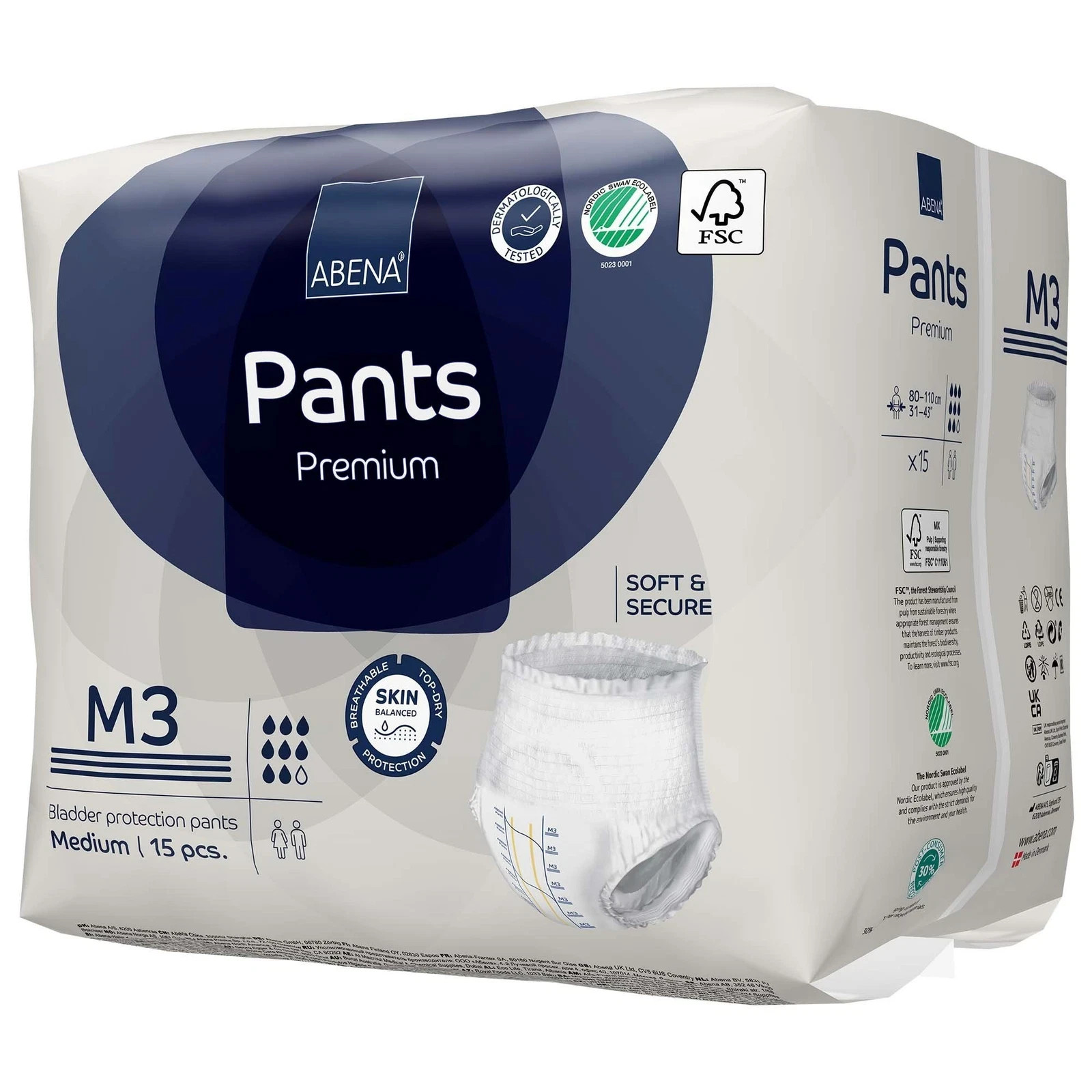 Lot of 2 Abena Pants Premium M3 Medium 15 Count (30 Total) Incontenence Pull-Ups