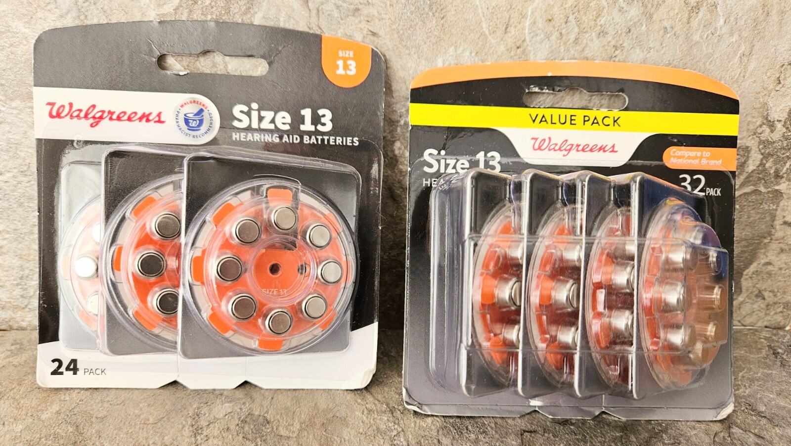 Bulk Walgreens Size 13 Hearing Aid Batteries Lot 1.45 V 32CT/24CT, Total 56 /New