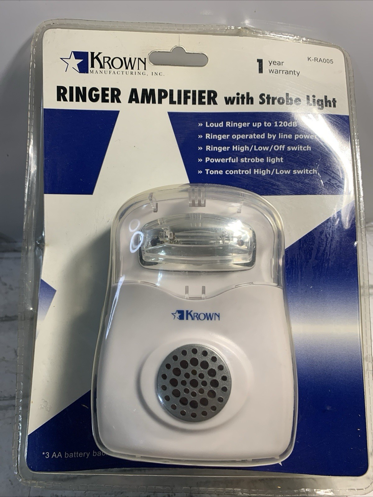 Ringer Amplifier Strobe Light Phone Flasher Home Work 120dB K-RA005 New Sealed