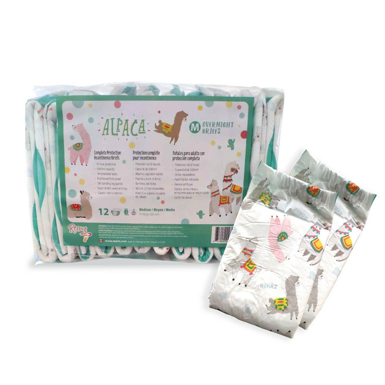 (2) Samples of Rearz Alpacas Breifs Adult Diapers 8500ML Size Medium 30″-40″