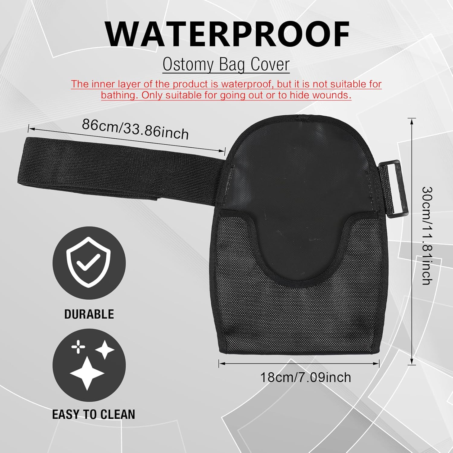 2 Pcs Ostomy Bag Covers with Adjustable Belt Waterproof Ostomy Shower Cover Univ