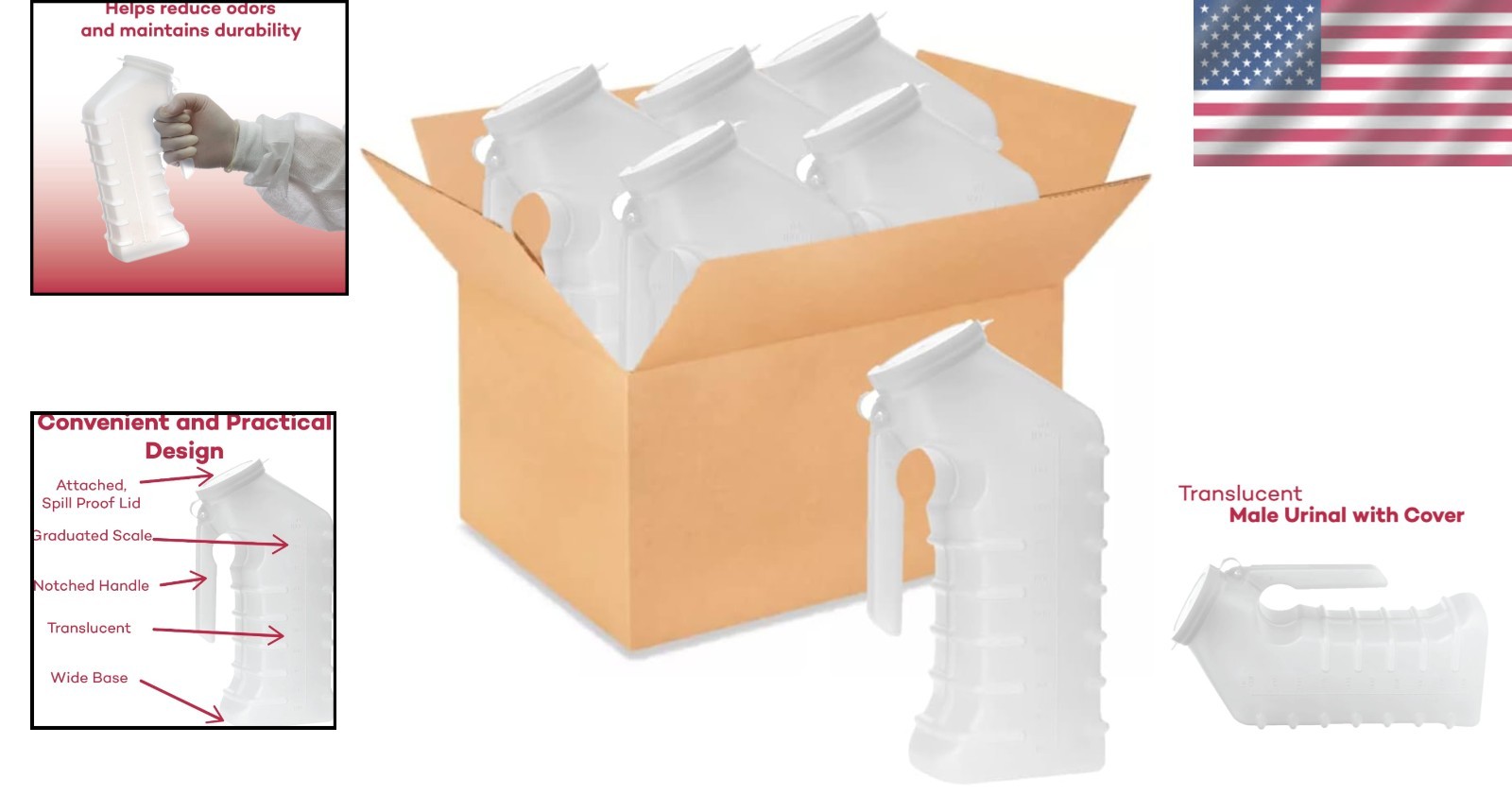 Portable Male Urinal with Attached Cover