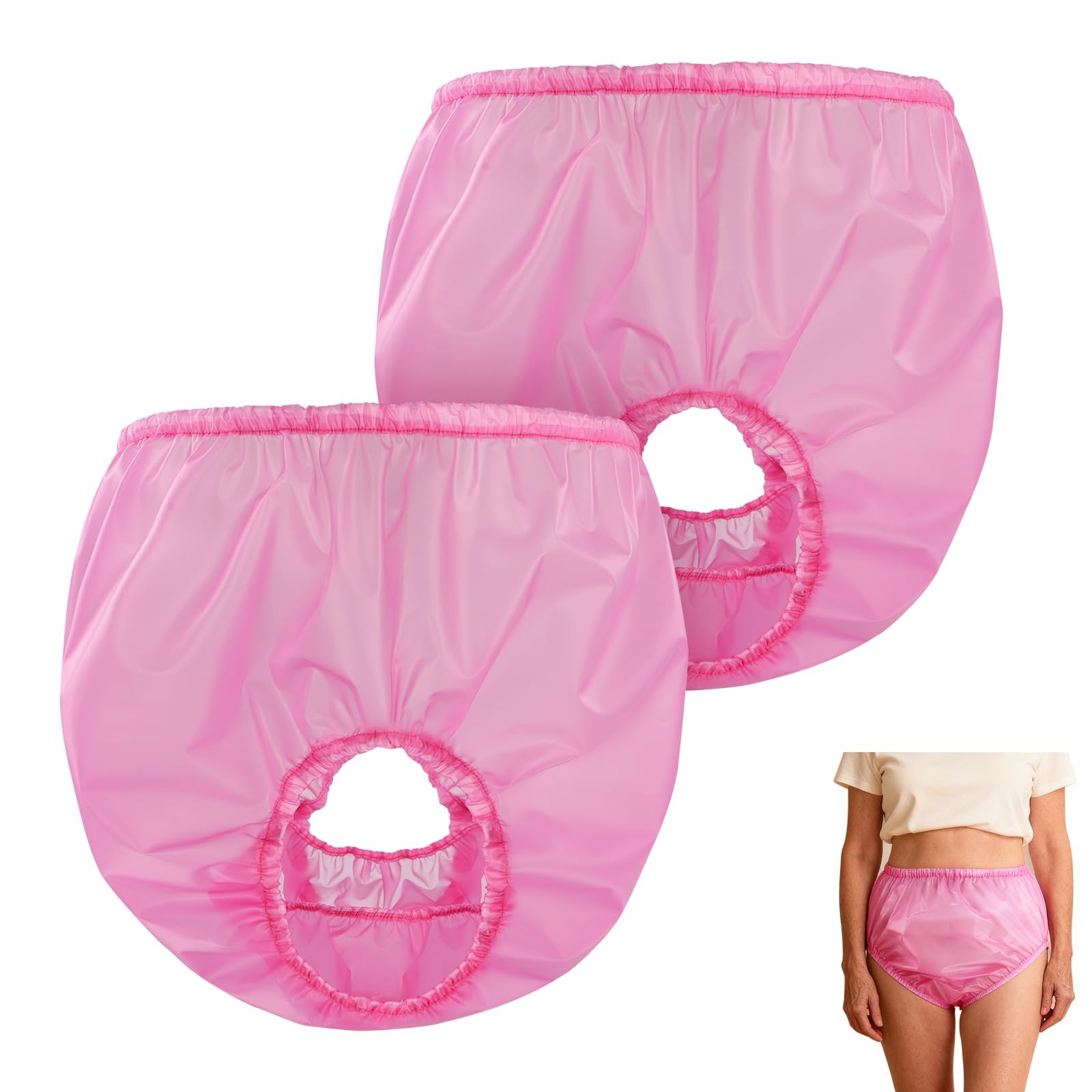 Florith 2 Pack Adult Incontinence Pants TPU Waterproof Diaper Cover, Plastic …