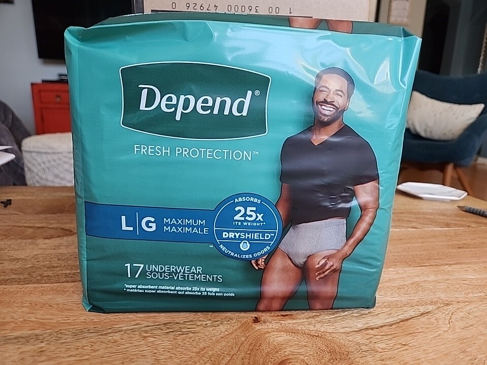 Depend Fit-Flex Underwear Men Size L/G Max Absorbency 17 Ct Pk