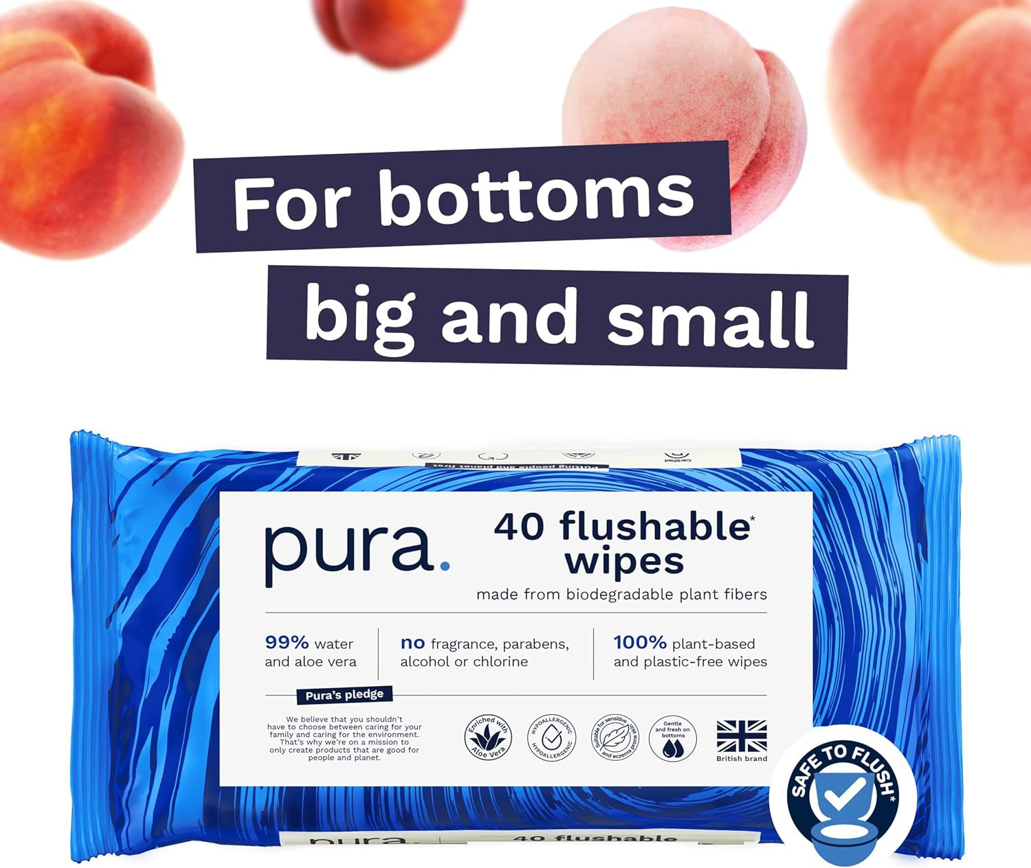 Adult XL Flushable Unscented Wipes, 1 Pack of 40 Toilet Wipes Adult Wet Wipes, 9