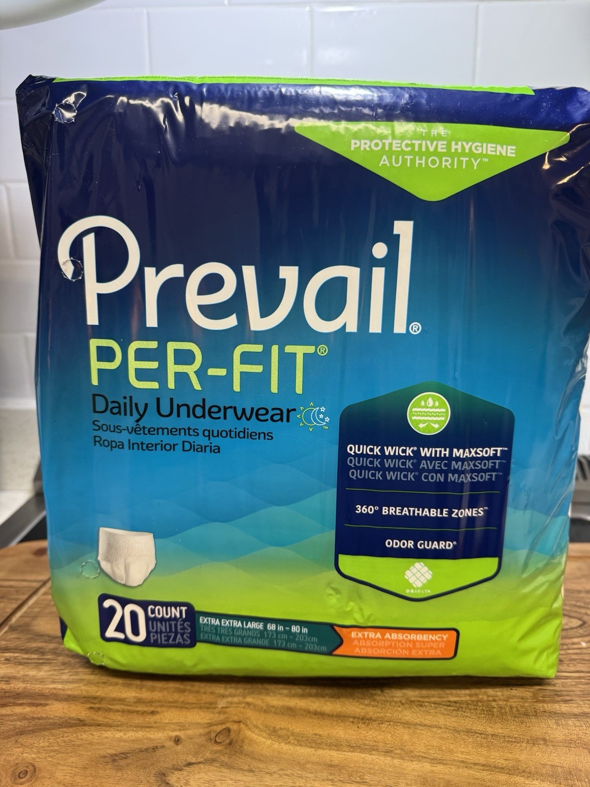 3 Packs Prevail PerFit Daily Underwear XXL 20c (60 Total) EXL 68-80 Incontinence