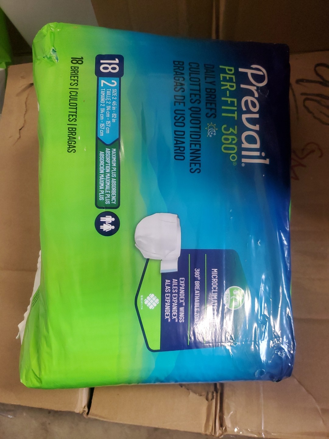 Prevail Per-Fit Adult Daily Briefs Size 2 45″-62″ 18 Pack