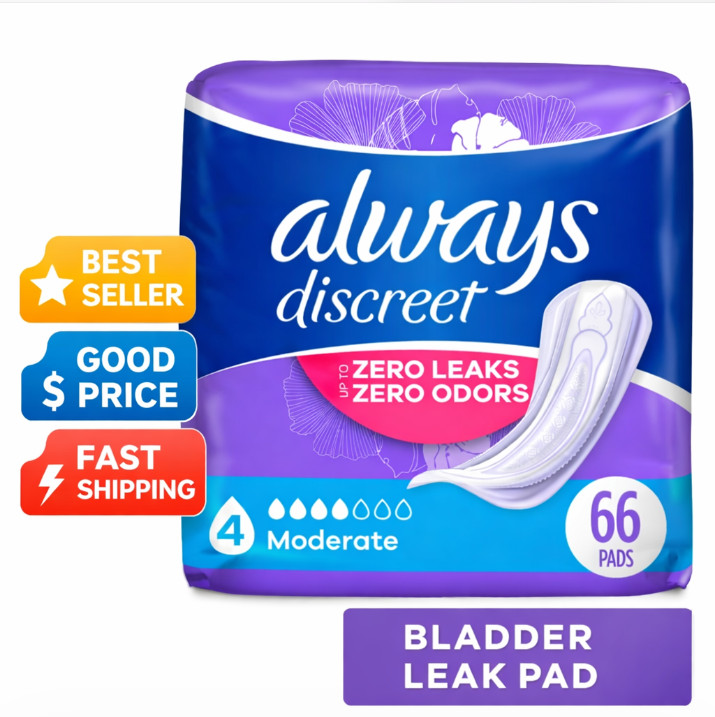 66 Count Incontinence Pads Moderate Absorbency Regular Length Leakproof