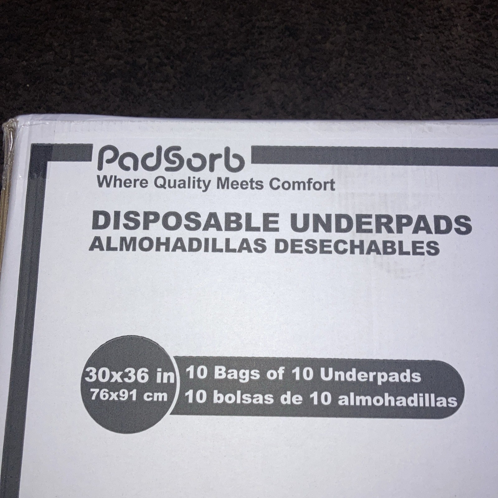 Padsorb Disposable Underpads 30X36 in 10 Bags Of 10 Underpads Total 💯