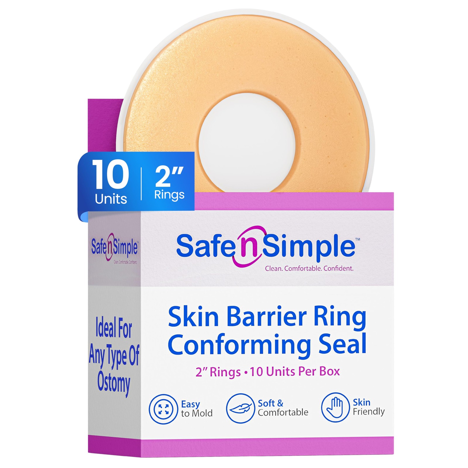 Safe n’ Simple Conforming Adhesive Seals -2 Inch – Pack of 10 – Stoma Barrier Ri