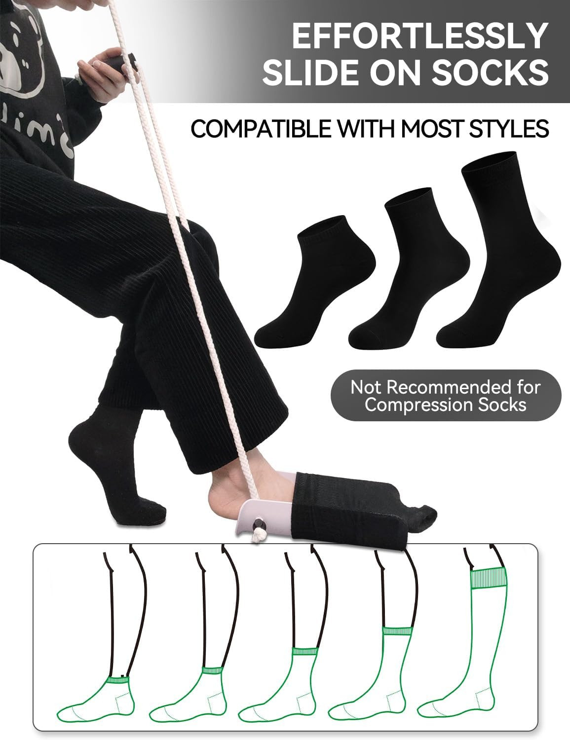 Sock Aid Device for Seniors and Shoe Horn Kit – Sock Helper Easy on and Off, Soc