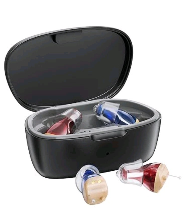 1 Pair Hearing Aids Mini In-Ear Enhancer Voice Sound Hearing Amplifier Red+Blue