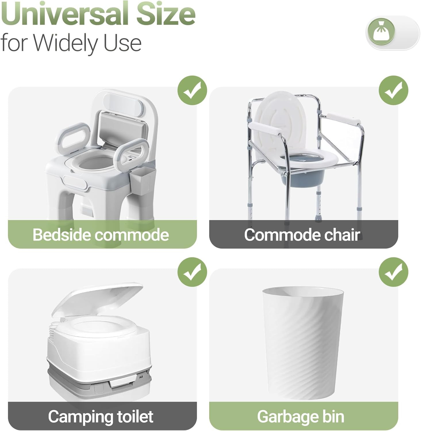 100 Commode Liners + 40 Absorbent Pads Portable Toilet Bags 23.6″x19.7″