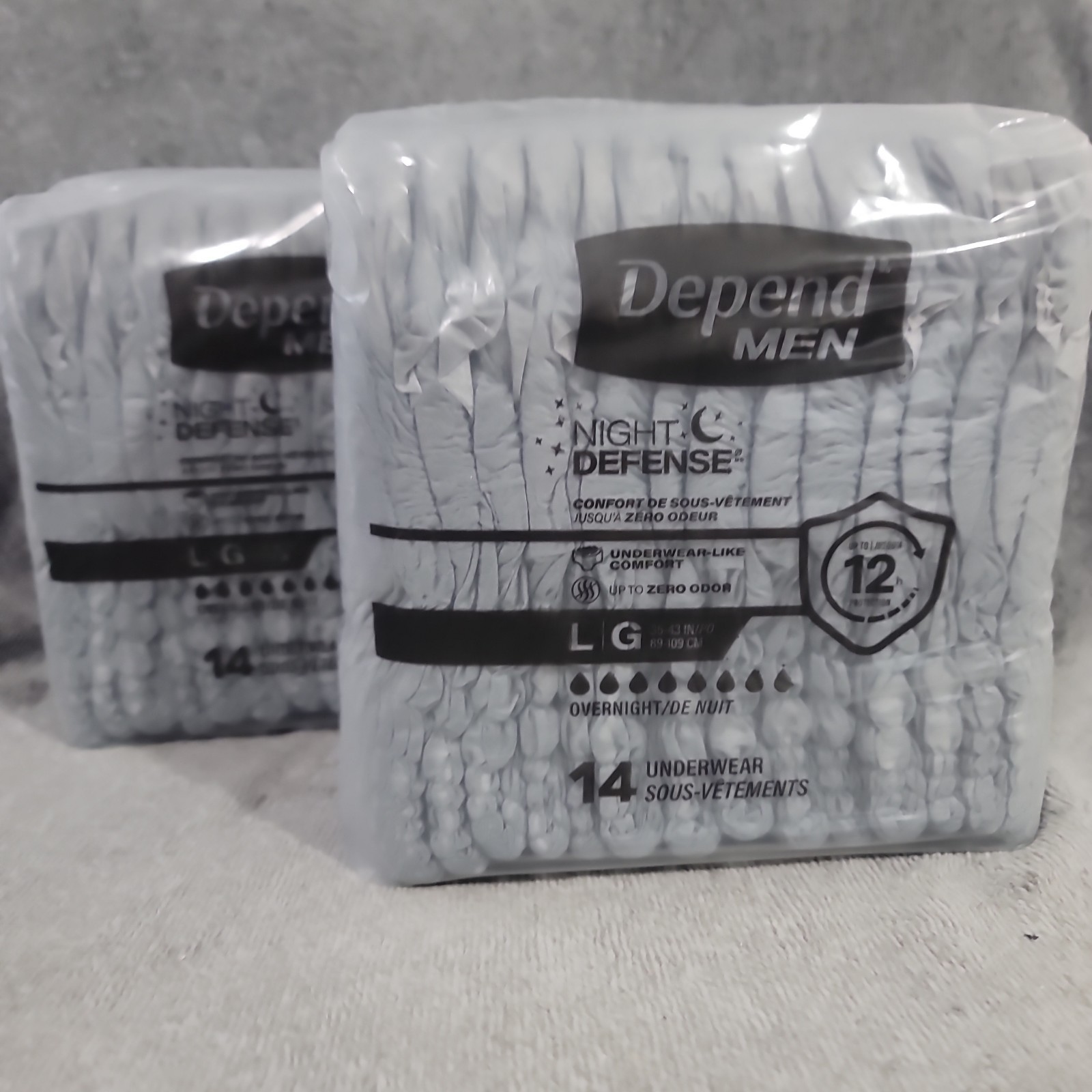 Men’s Depends Night Defense Large Overnight Protection 14 Pack (2 Count)