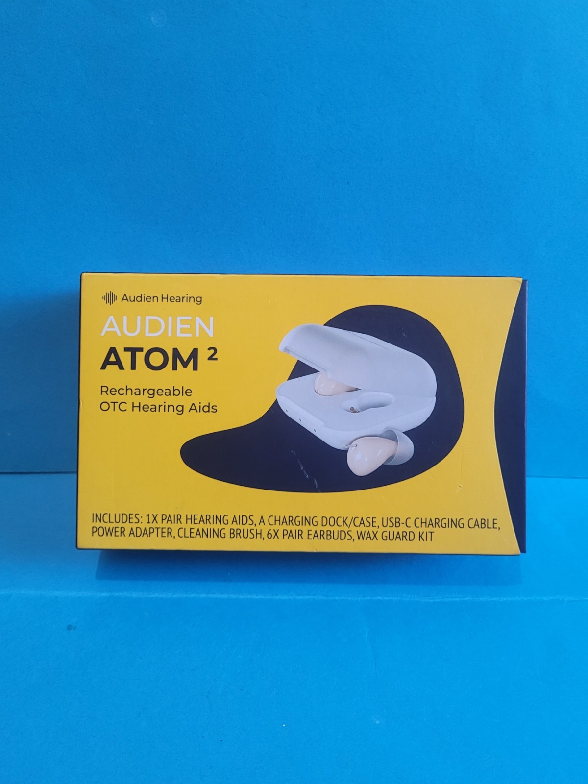 Audien ATOM PRO 2 Wireless Rechargeable OTC Hearing Aid, Open Box.