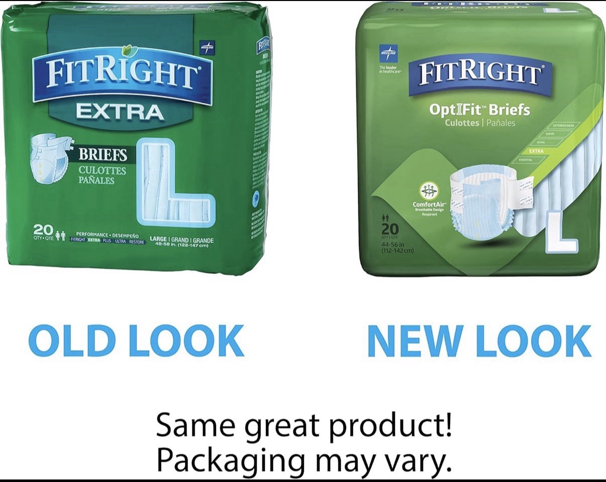 Medline FitRight Large, Extra Adult Briefs – 80 count