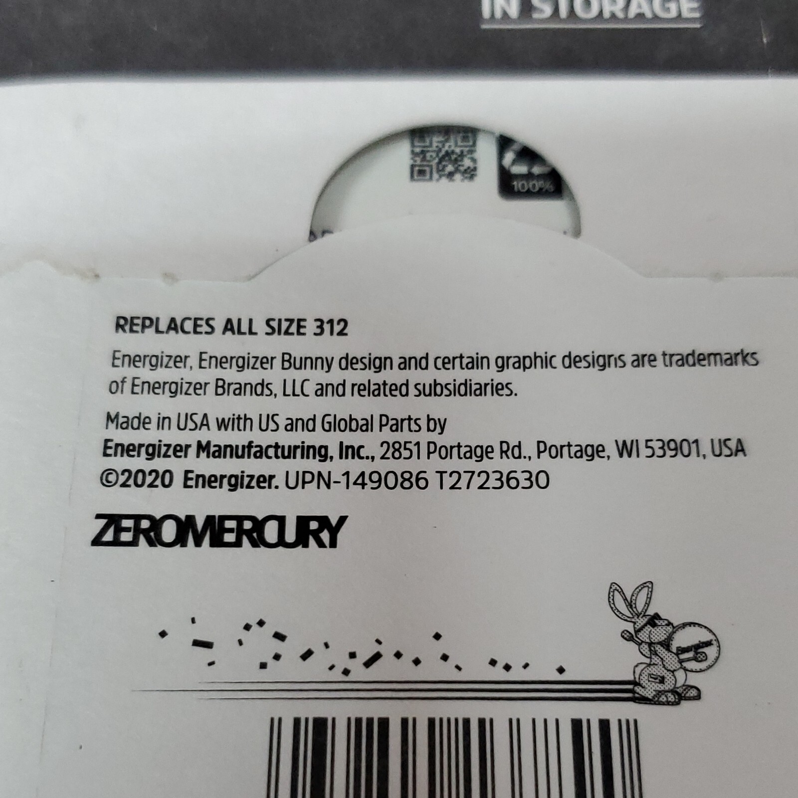 Energizer Hearing Aid Size 312 Batteries, 32 Count EXP 04/2025 1.45 V Zinc Air