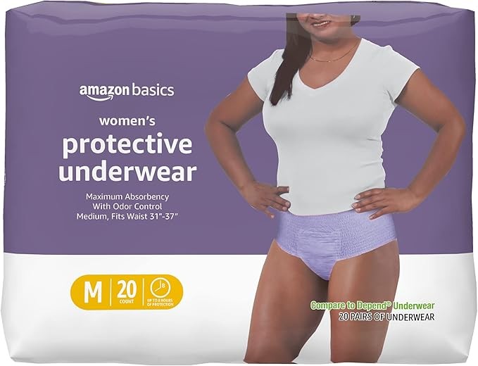 Amazon Basics Incontinence Underwear for Women Medium Lavender 20Count FAST SHIP