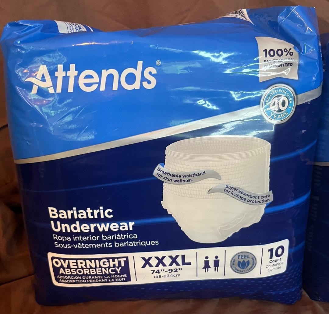 Adult Incontinence Underwear Attends Bariatric XXXL 74–92″ 10 Count New