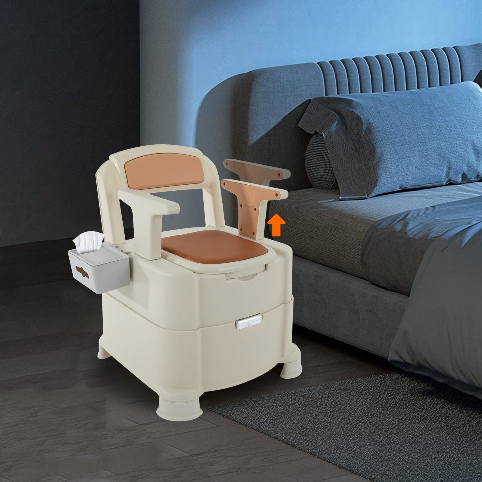 For The Elderly and The Sick TPE Home Portable Toilet with Sensor Night Light