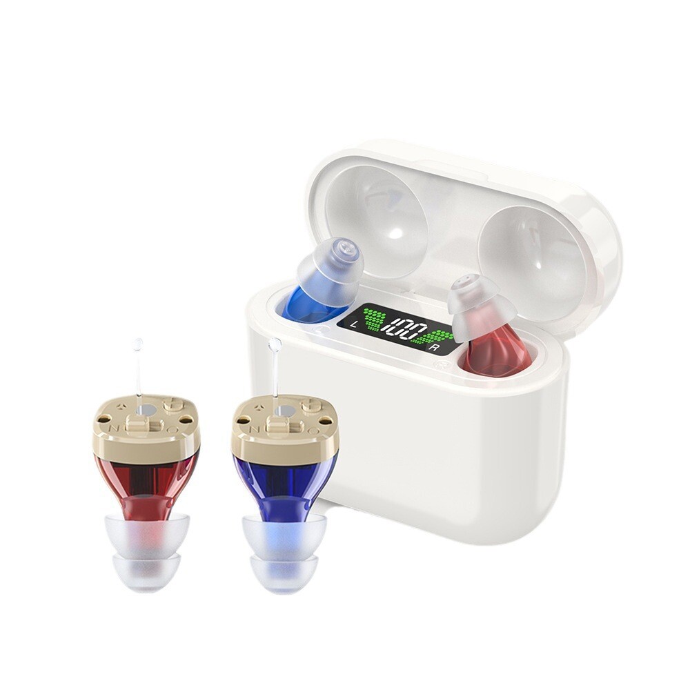 1Pair Digital Rechargeable CIC Noise Reduction Hearing Aids For Seniors & Adults